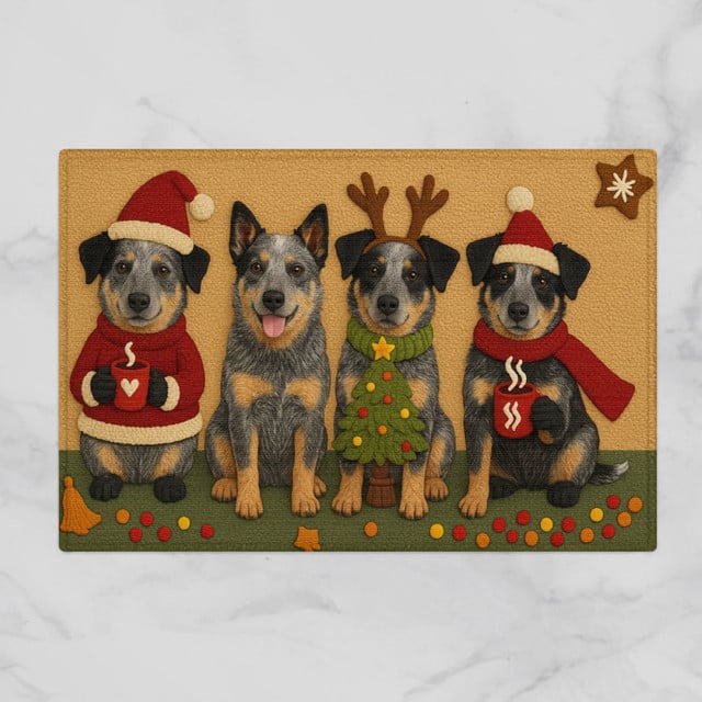 Blue Heeler Home Christmas Doormat