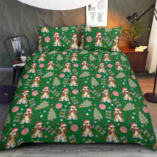 Basset Hound Christmas Bedding Set