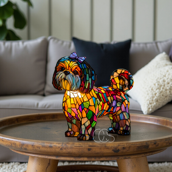 Shih Tzu Stained Resin Lamp