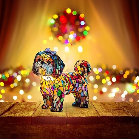 Shih Tzu Stained Resin Lamp