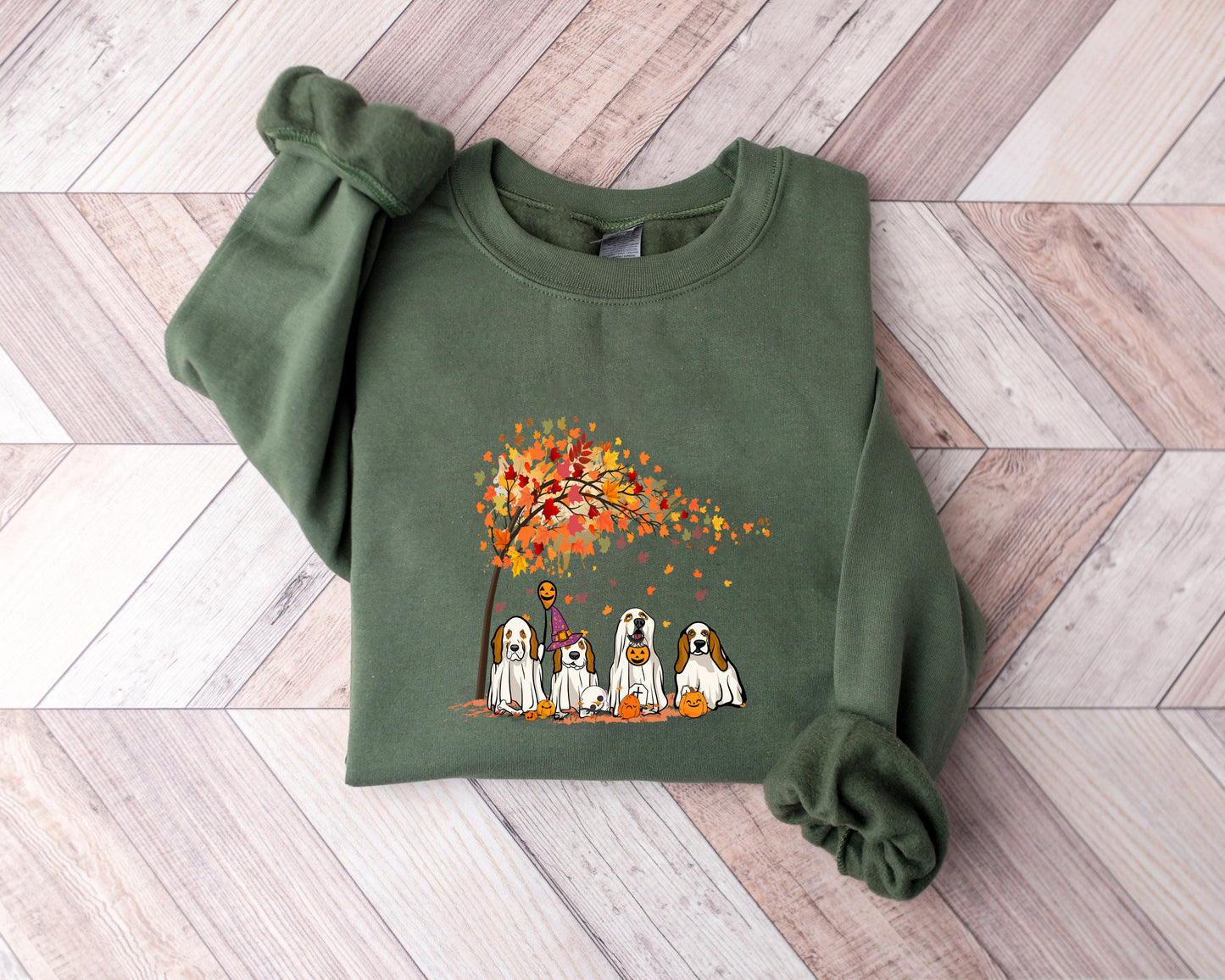 Basset Hound Fall Halloween Ghost Shirts