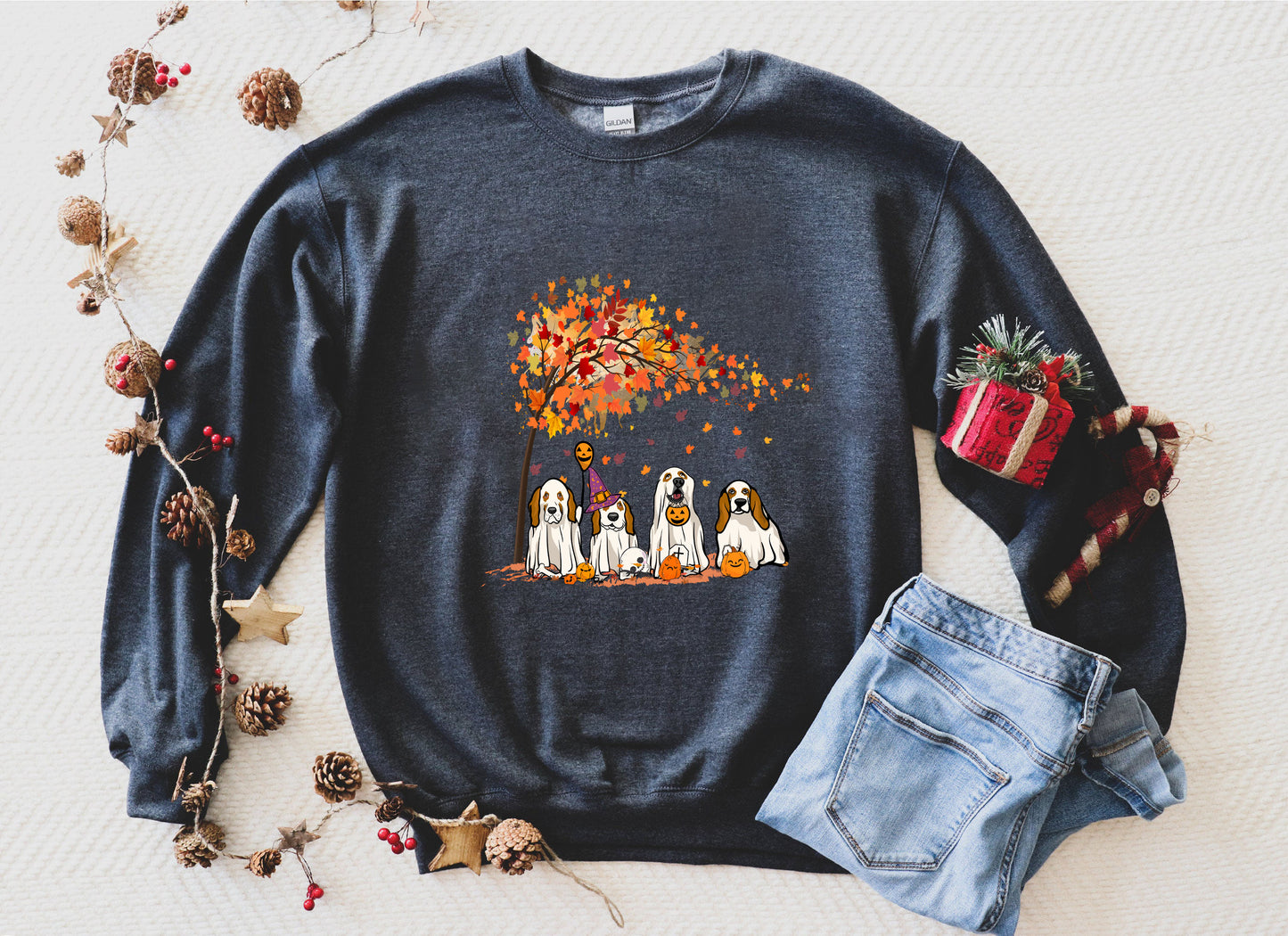 Basset Hound Fall Halloween Ghost Shirts
