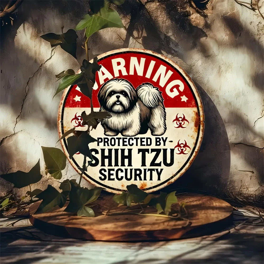 Vintage Shih Tzu Warning Sign