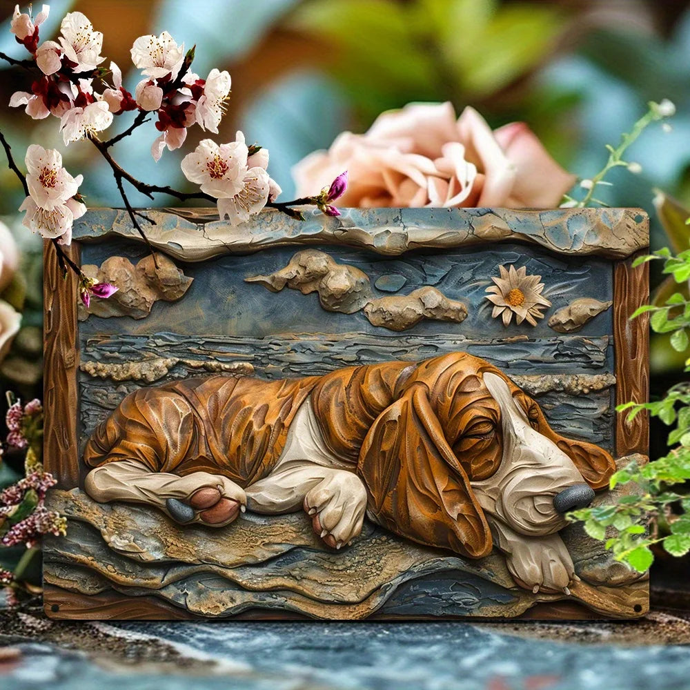 Vintage Basset Hound Metal Wall Art