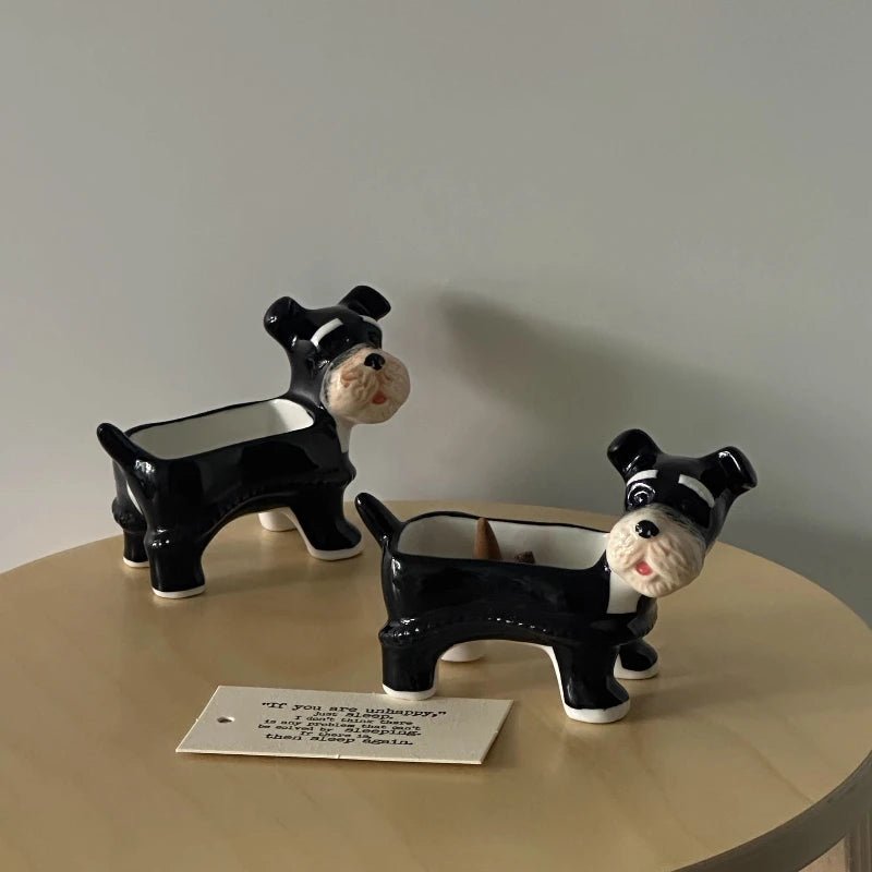 Schnauzer Ceramic Incense Holder & Tray