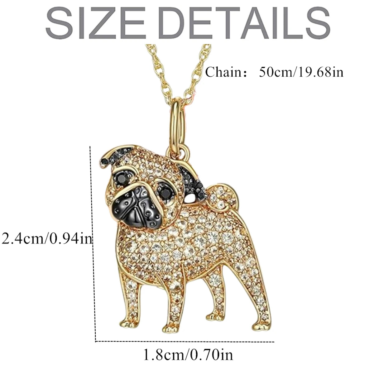 Exquisite Pug Pendant Necklace
