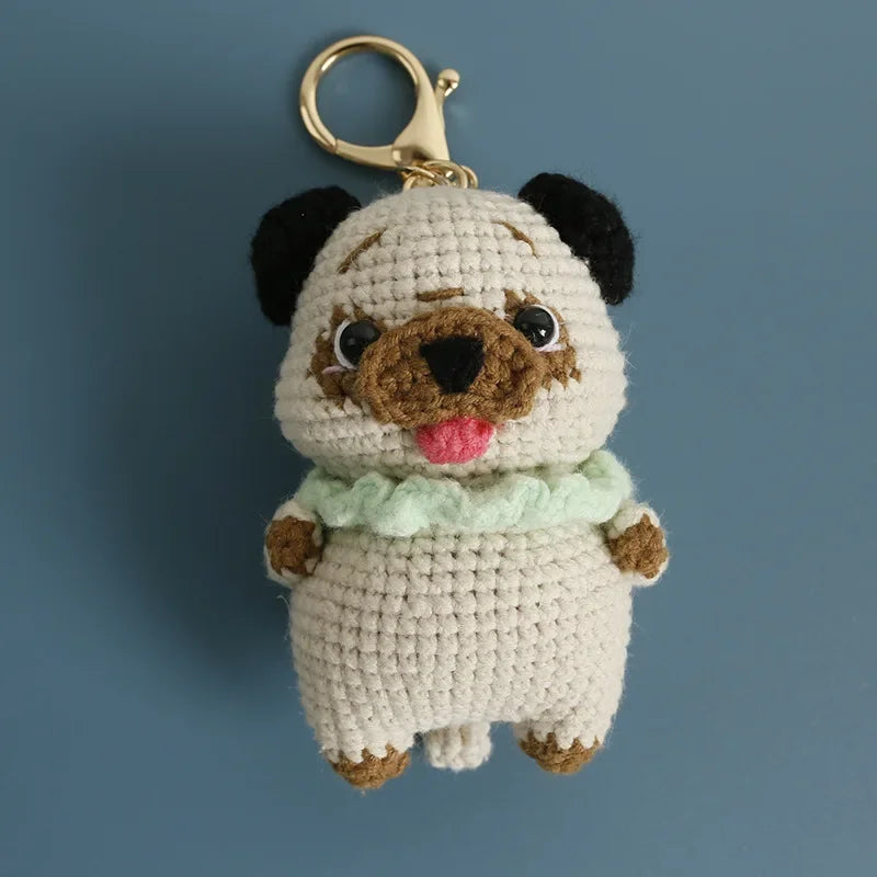 Handmade Pug Knitted Crochet Keychain