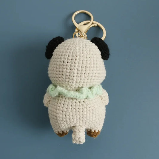 Handmade Pug Knitted Crochet Keychain