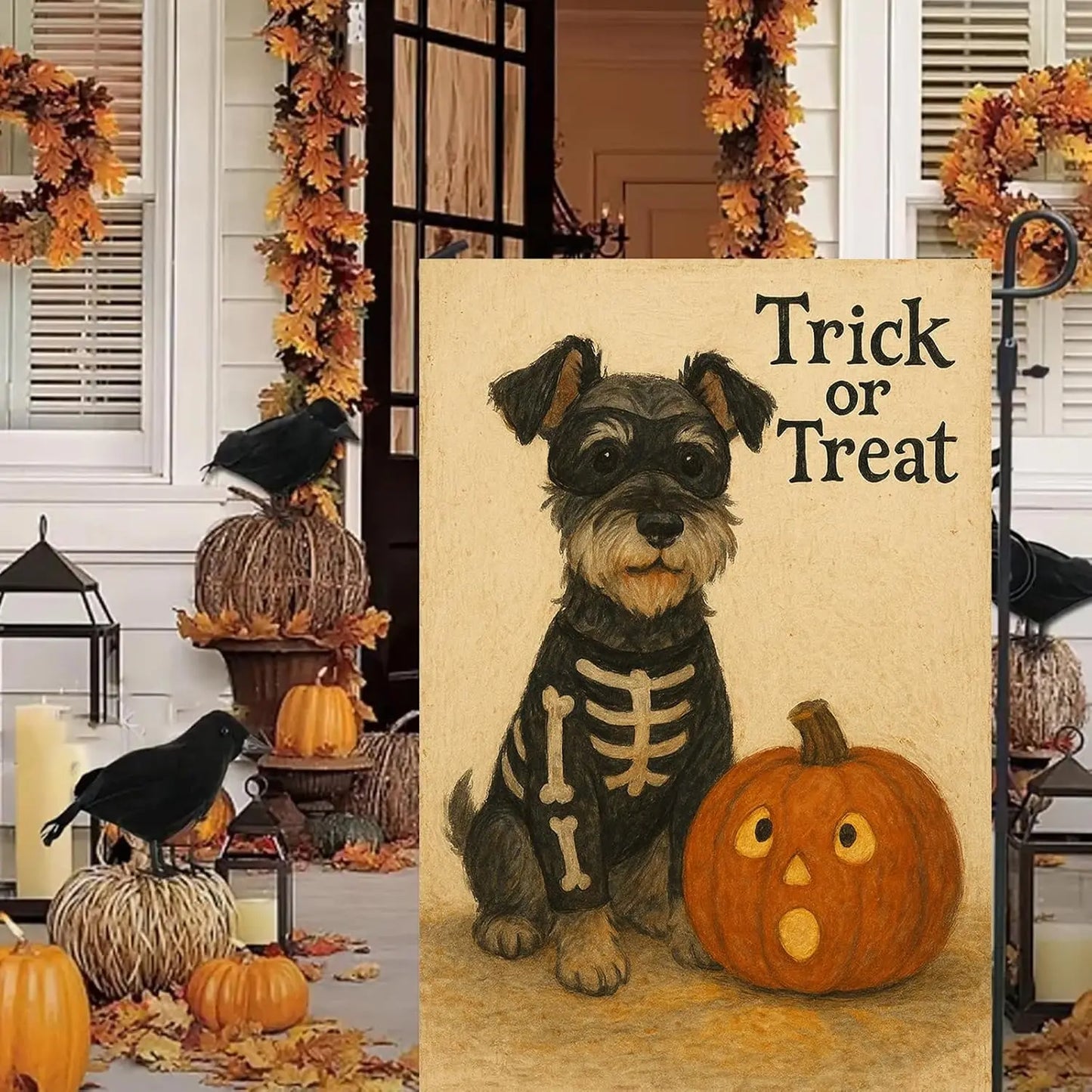 Schnauzer Halloween Flag Decor