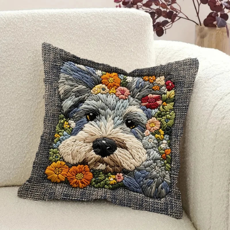 Floral Schnauzer Cushion Covers