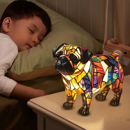 Pug Stained Resin Lamp