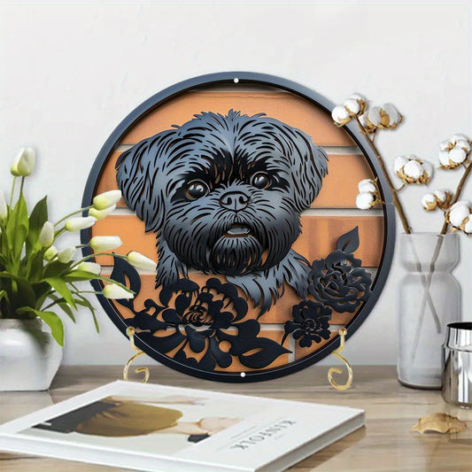 Floral Shih Tzu Metal Decor