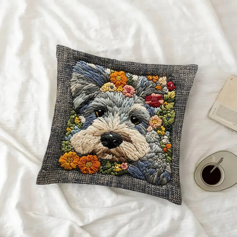 Floral Schnauzer Cushion Covers