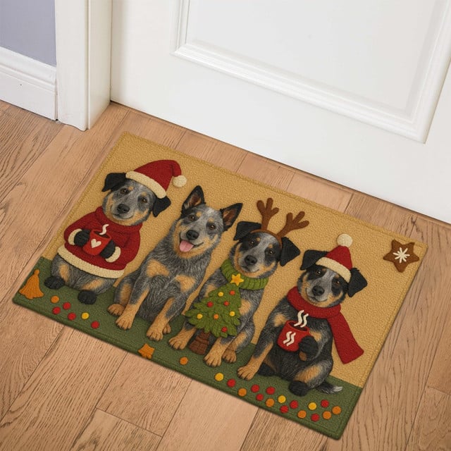 Blue Heeler Home Christmas Doormat