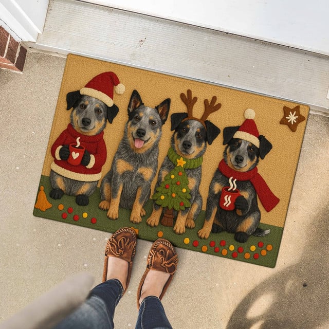 Blue Heeler Home Christmas Doormat