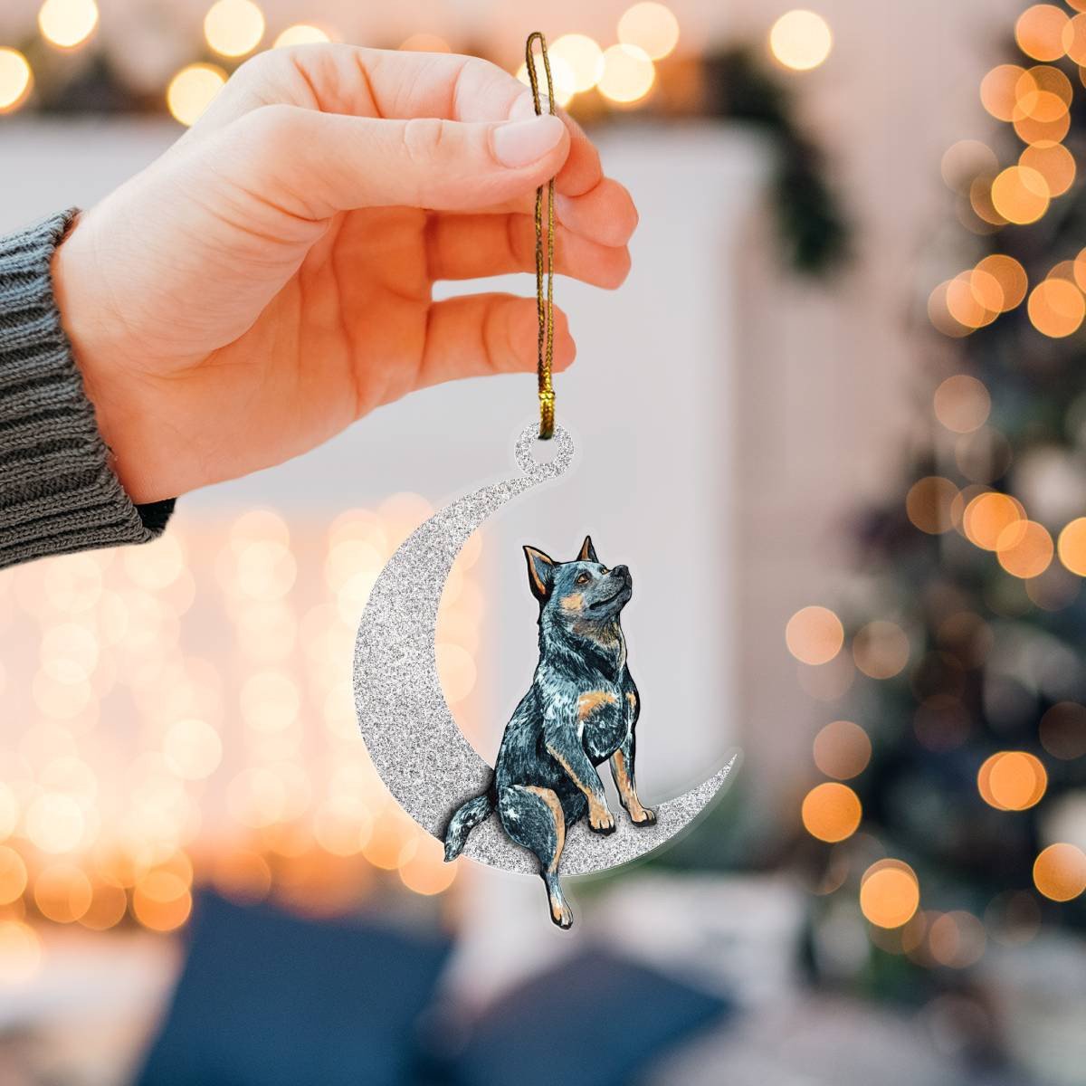 Blue Heeler on Moon Ornaments