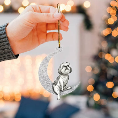 Shih Tzu on Moon Ornaments