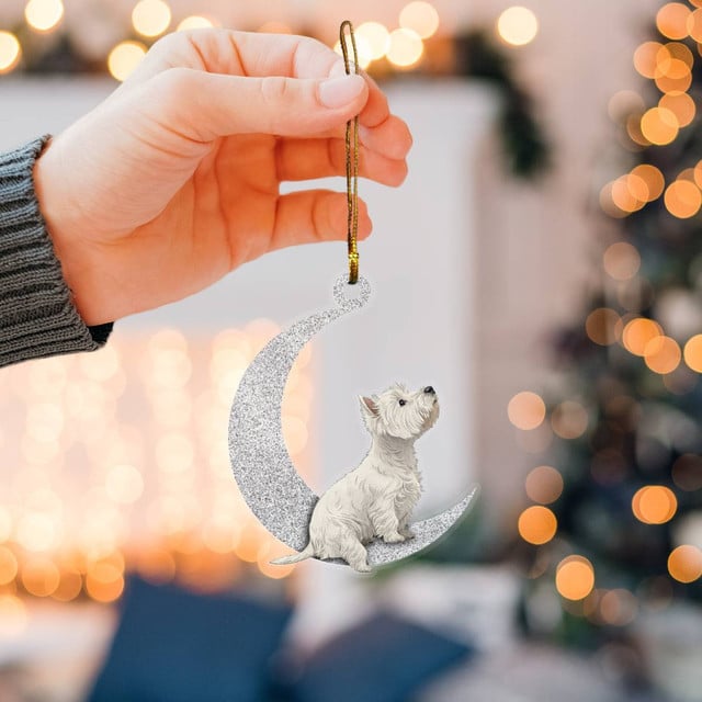 Westie on Moon Ornaments