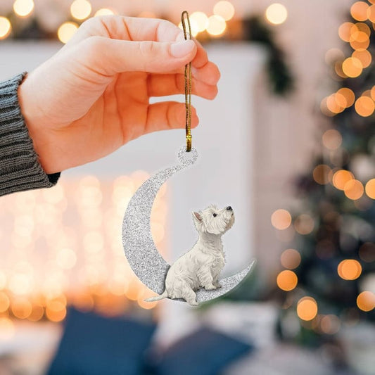 Westie on Moon Ornaments