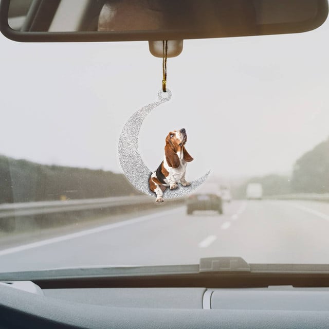 Basset Hound on Moon Ornaments