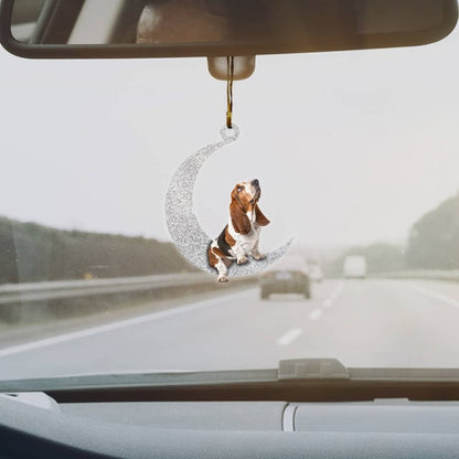 Basset Hound on Moon Ornaments