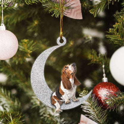 Basset Hound on Moon Ornaments