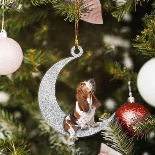 Basset Hound on Moon Ornaments