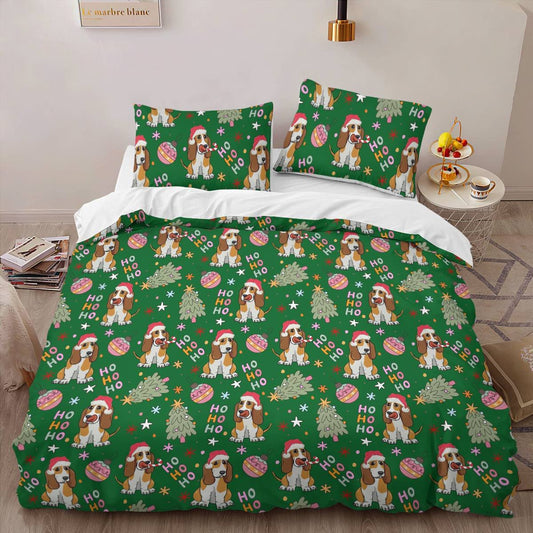 Basset Hound Christmas Bedding Set