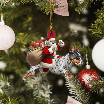 Santa on Blue Heeler Christmas Pendants