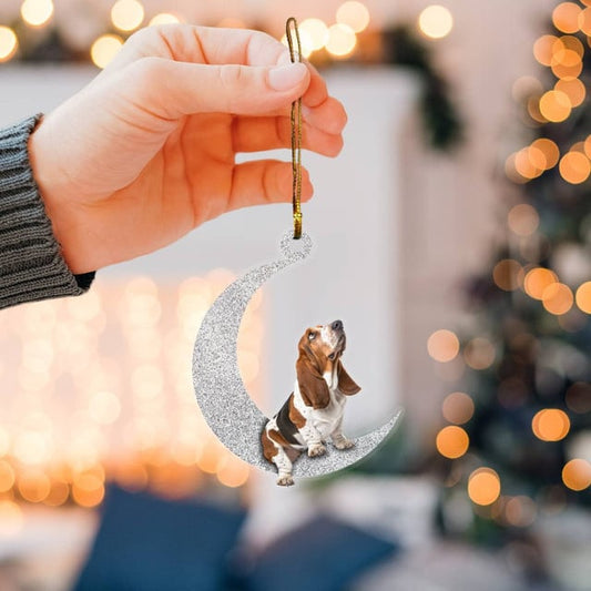 Basset Hound on Moon Ornaments
