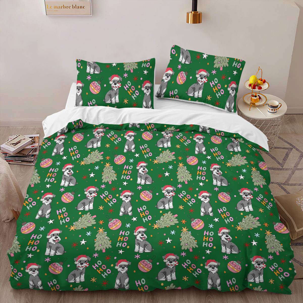 Schnauzer Christmas Bedding Set