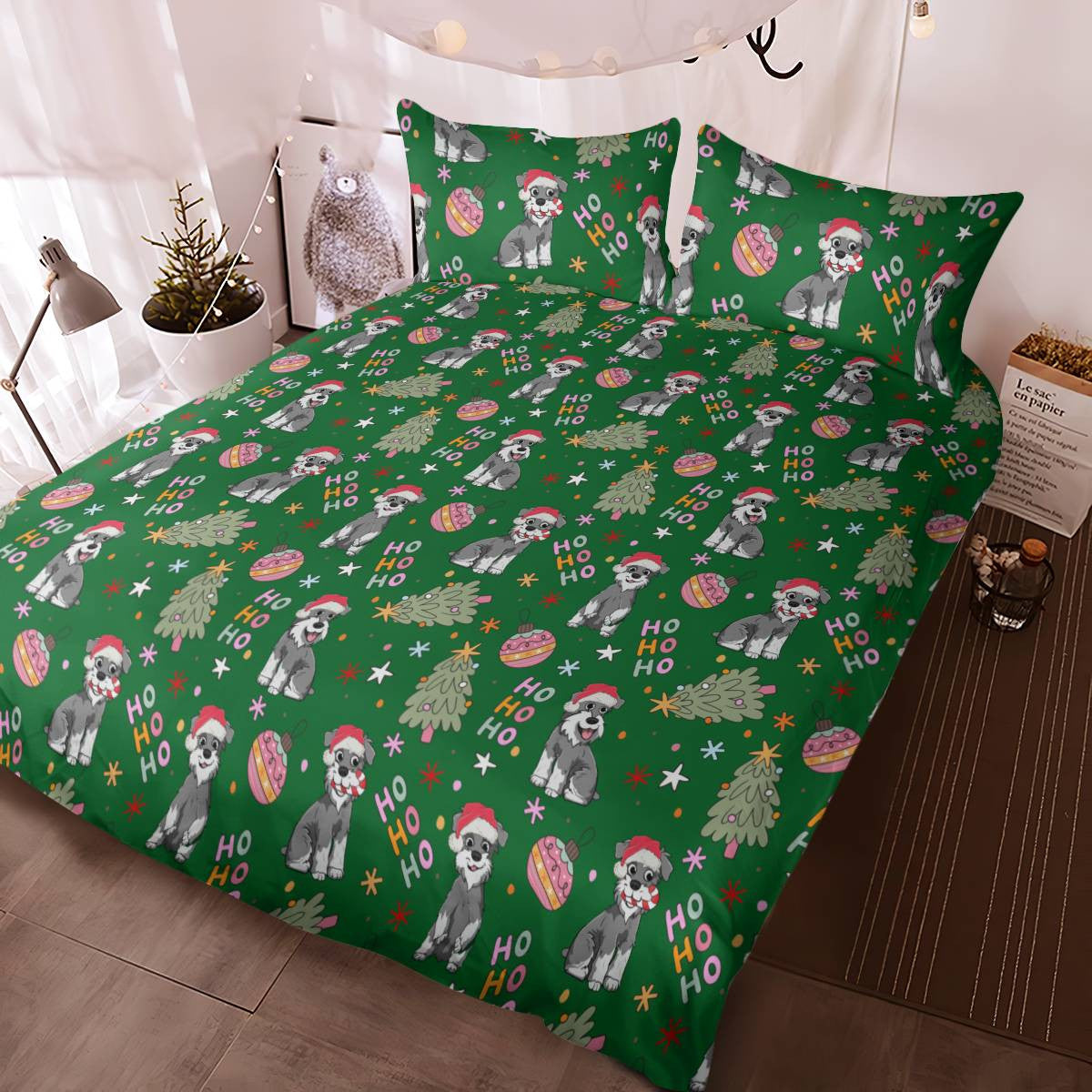 Schnauzer Christmas Bedding Set