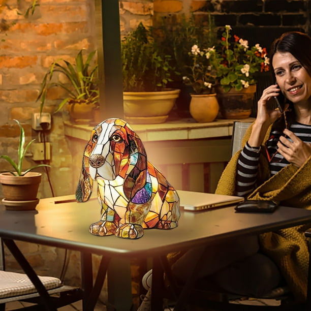 Basset Hound Stained Resin Lamp
