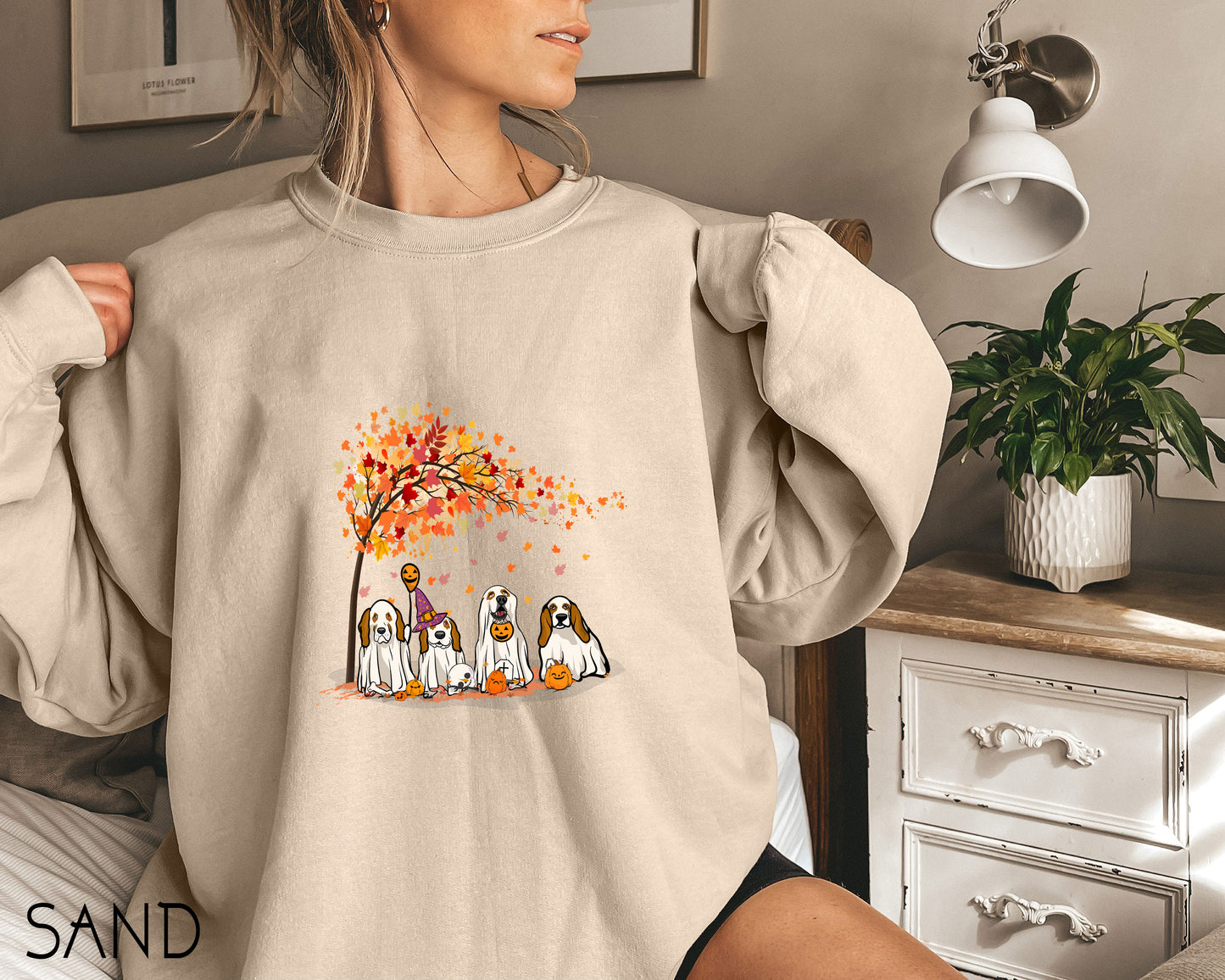 Basset Hound Fall Halloween Ghost Shirts