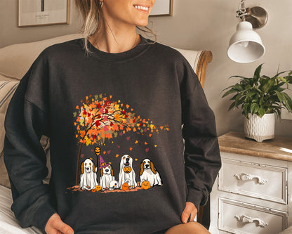 Basset Hound Fall Halloween Ghost Shirts