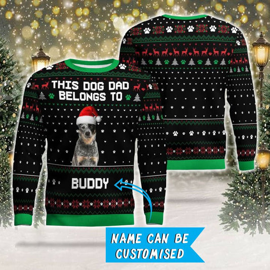 Photo + Name Personalized Christmas Ugly Sweater for Heeler Parents