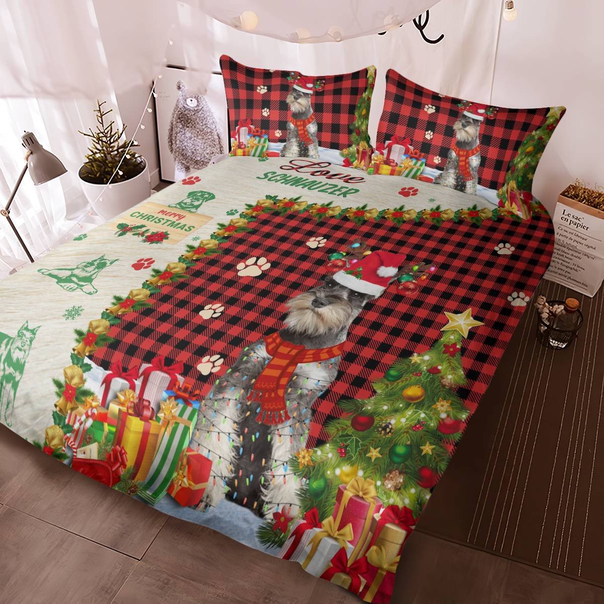 Schnauzer Xmas Bedding Set