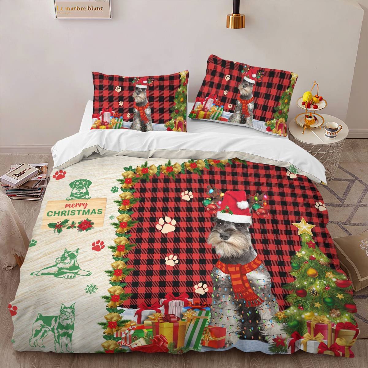 Schnauzer Xmas Bedding Set