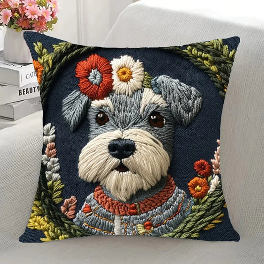 Schnauzer & Floral  Cushion Covers