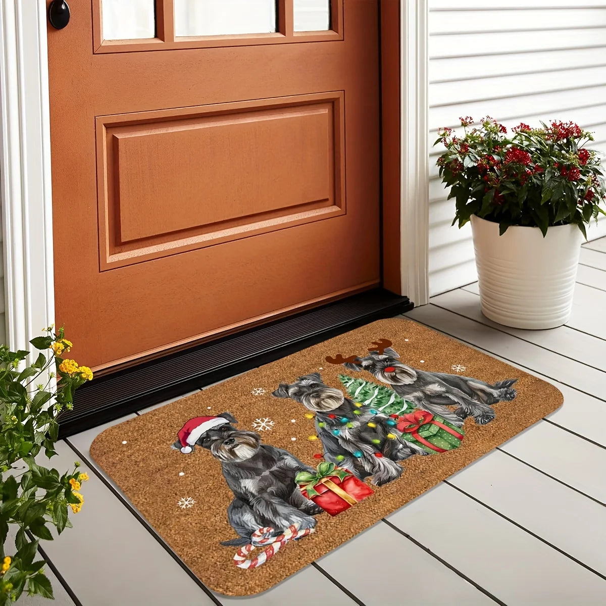 Schnauzer Home Christmas Doormat