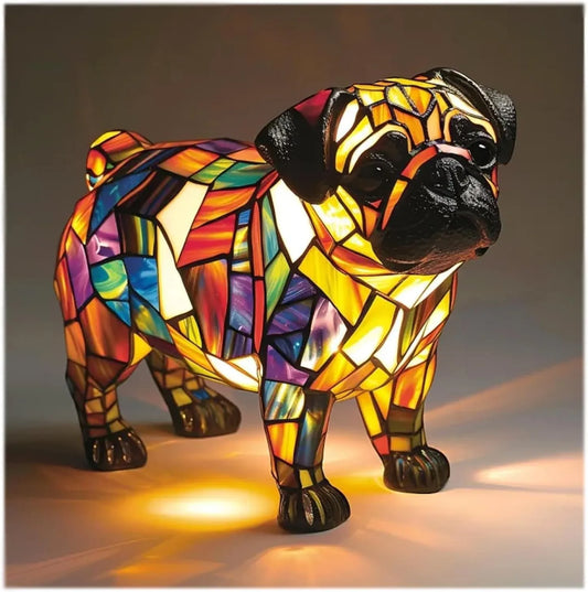 Pug Stained Resin Lamp