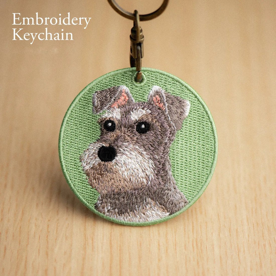 Schnauzer Embroidered Patch Key Chain
