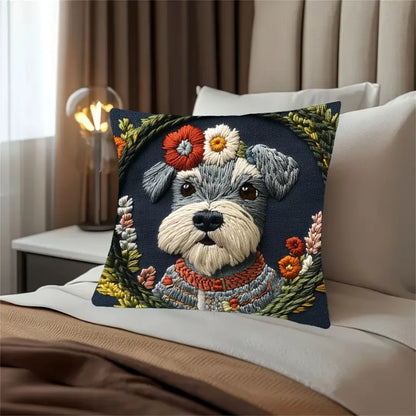 Schnauzer & Floral  Cushion Covers