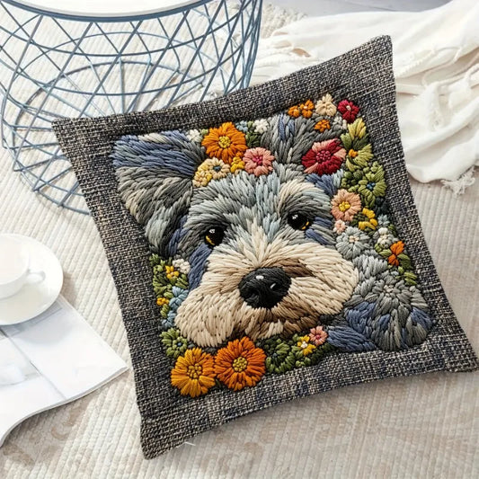 Floral Schnauzer Cushion Covers