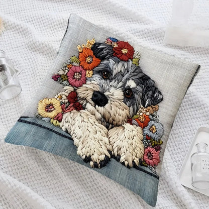 Schnauzer Flowers Cushion Covers