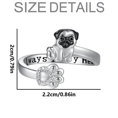 Pug Paw Rings