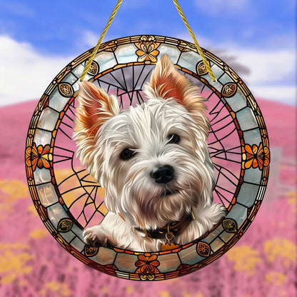 Elegant Westie Suncatcher Hanging Stained Glass Ornament