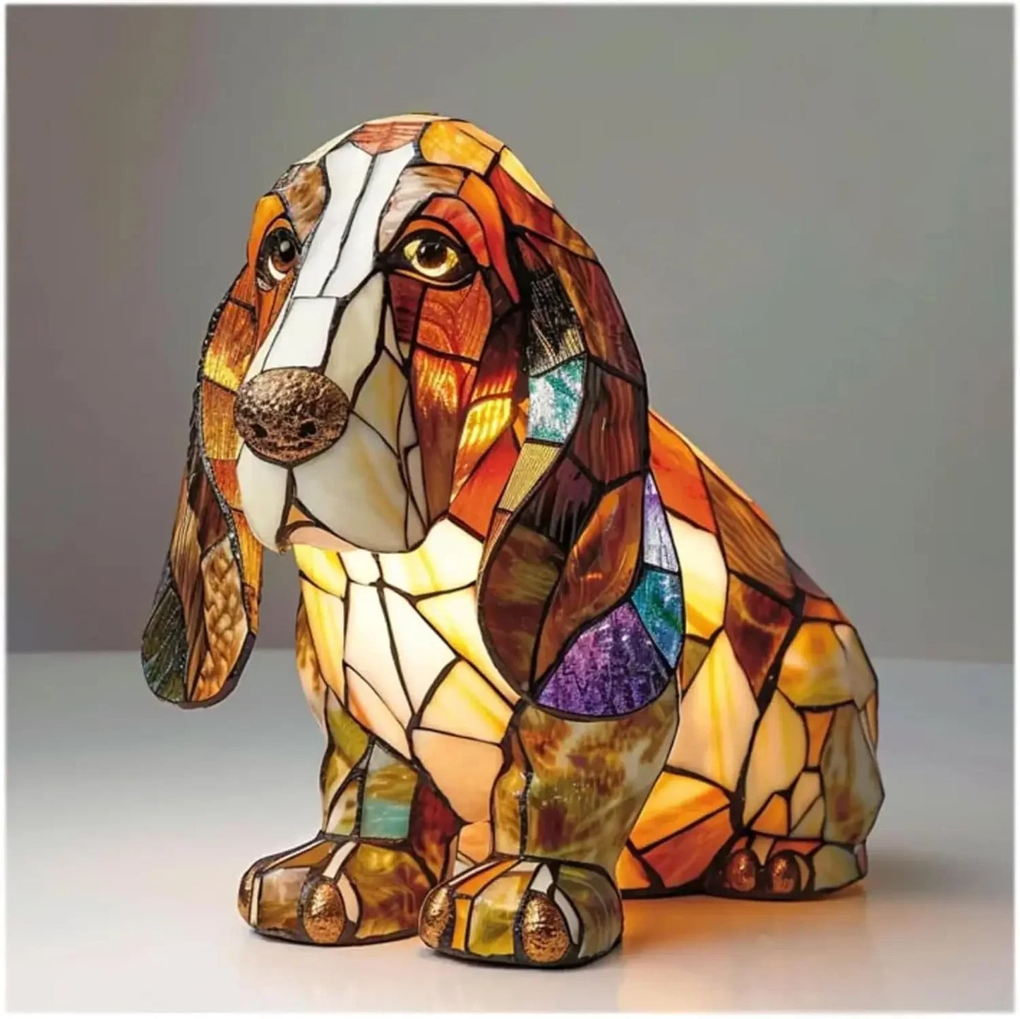 Basset Hound Stained Resin Lamp