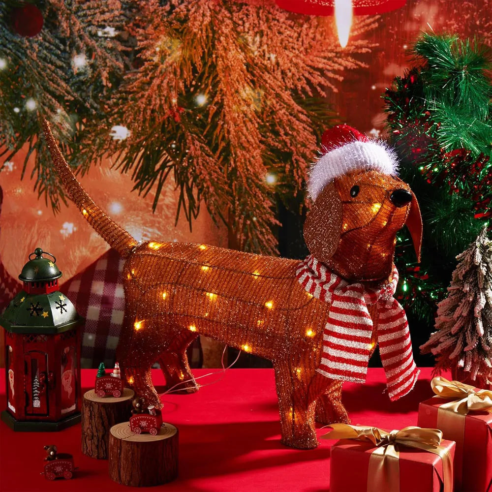 Christmas Lighted Dachshund Decor