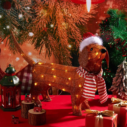 Christmas Lighted Dachshund Decor